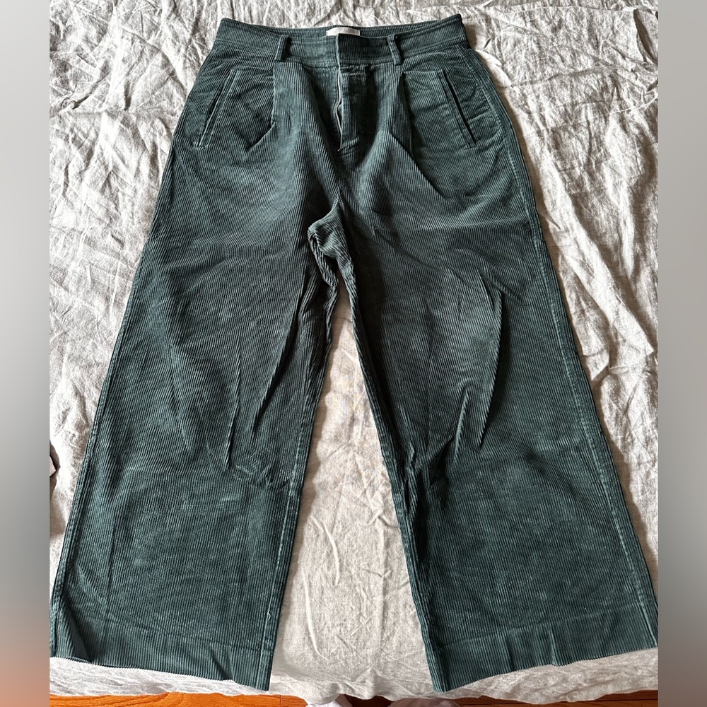 Everlane Wide-Leg Corduroy Pants Forest Green